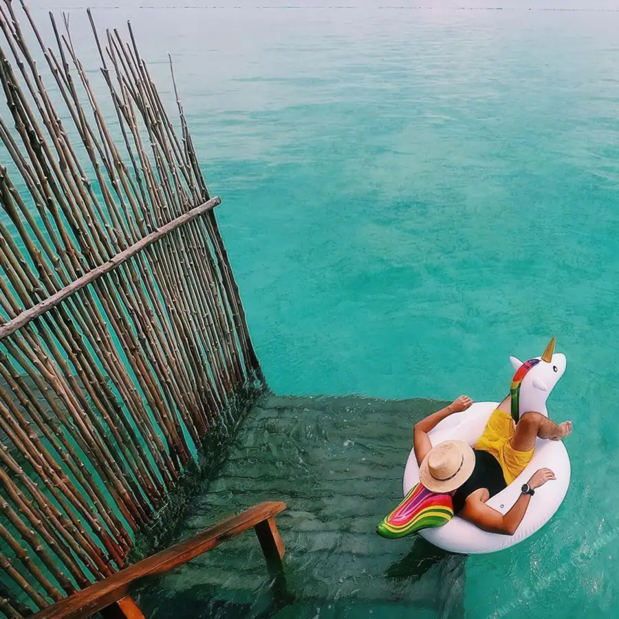 Fun inflatable toys for water activities in the lagoon Dreamy Wave Dwelling Resort